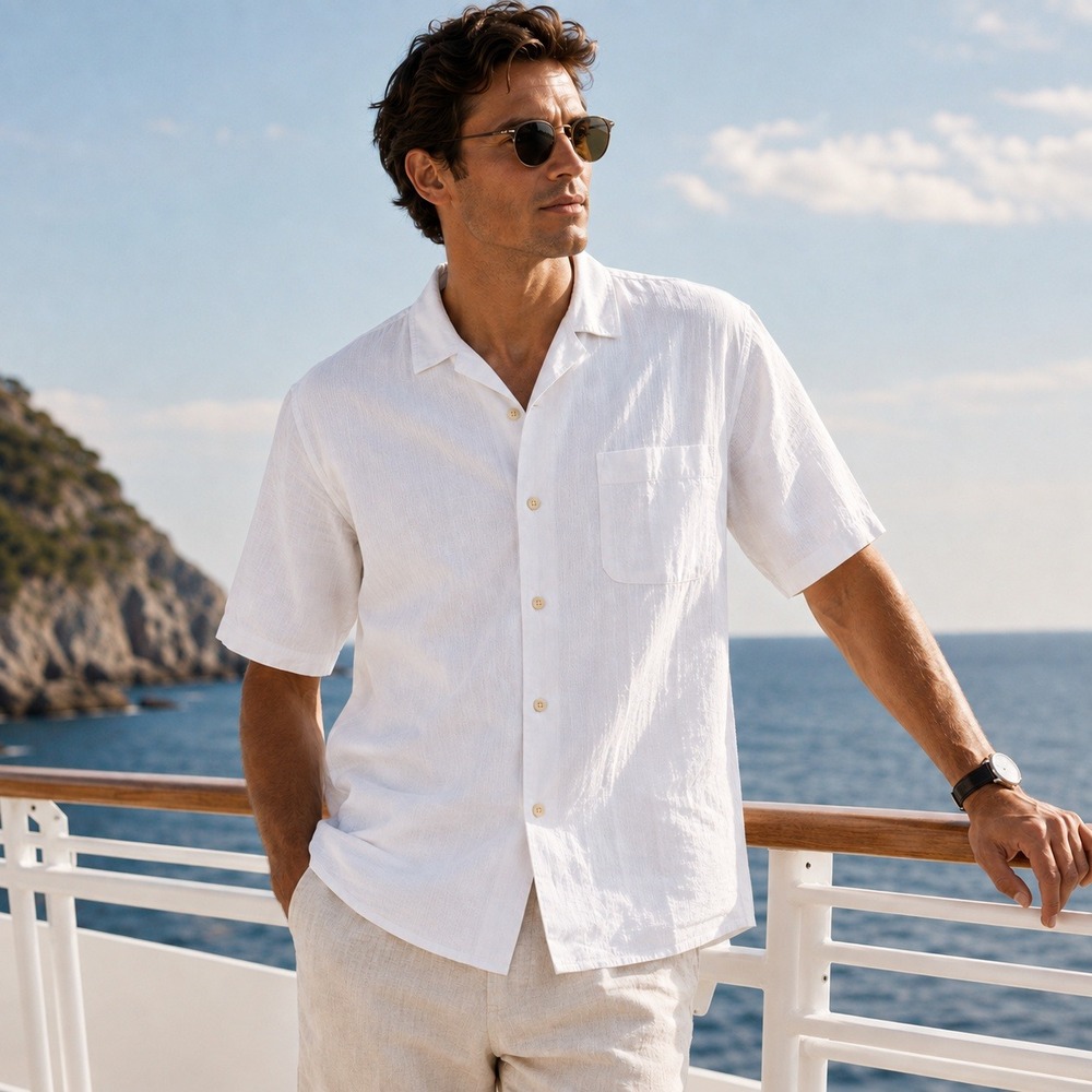 Peter Millar Shirt Men XL White Seersucker Short Sleeve Button Up Coastal Office